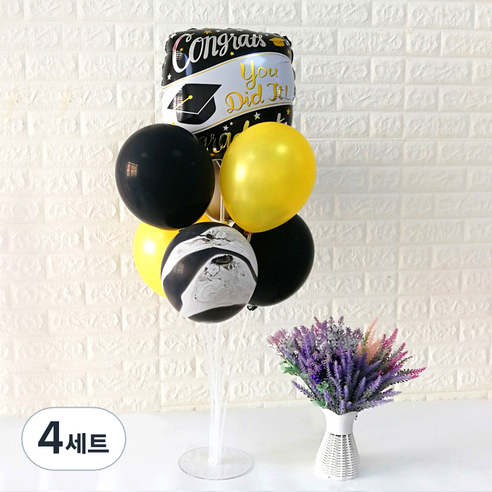 와우파티코리아 졸업 풍선꽂이 세트, 졸업 축하 사각, 4세트