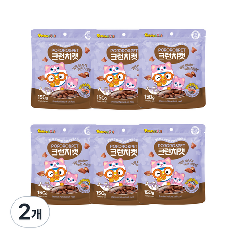 뽀로로펫 고양이 간식 크런치캣 150g x 6p, 해산물 + 헤어볼 혼합맛, 900g, 2개
