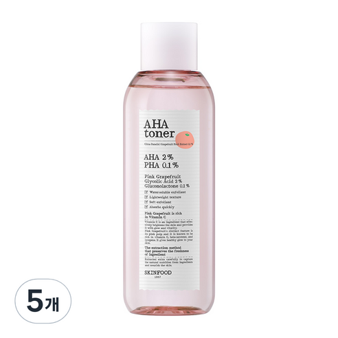 스킨푸드 핑크자몽 아하 토너, 200ml, 5개