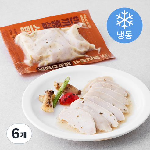 한끼통살 스팀 슬라이스 갈릭디핑맛 닭가슴살 (냉동), 100g, 6개