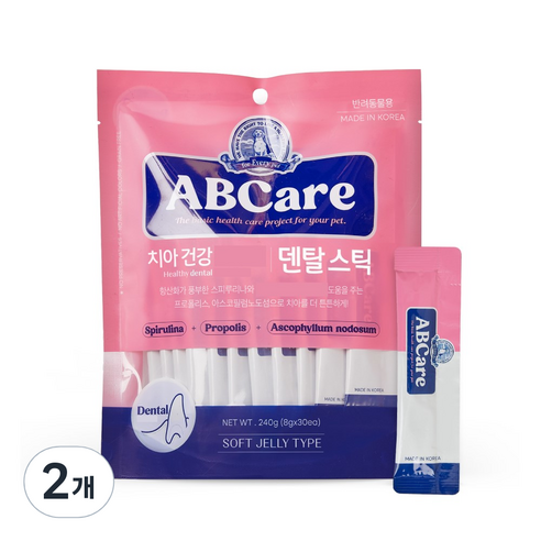 에이비씨케어 반려동물 순살스틱 간식, 덴탈, 240g, 2개