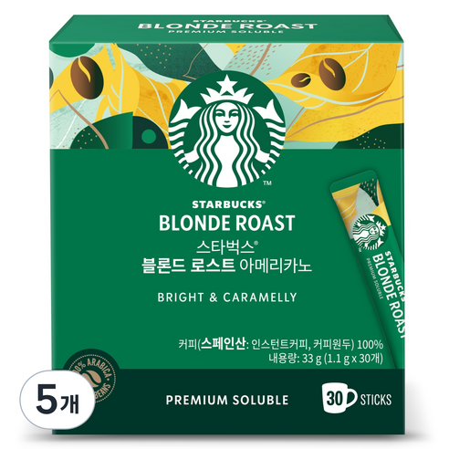 스타벅스 블론드 로스트 아메리카노, 1.1g, 5개, 30개입