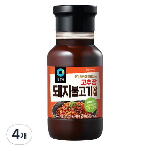 대상 청정원 돼지 불고기 양념, 280g, 4개