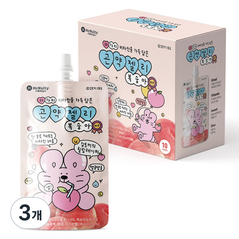 맥널티 비타민 10종 무설탕 곤약젤리 복숭아맛 10p, 3개, 1.3kg