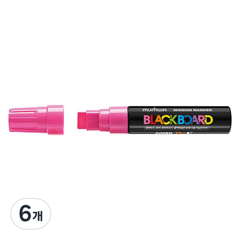 문화연필 점보 블랙보드마카 15mm, 분홍, 6개