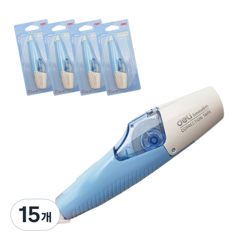 델리 수정테이프 5mm x 6m, 마카롱블루, 15개