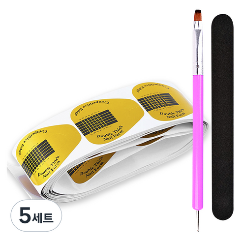 메이브라운 손톱연장 3종 네일세트, 네일폼지 50p + 듀얼 네일브러쉬 + 네일파일, 5세트