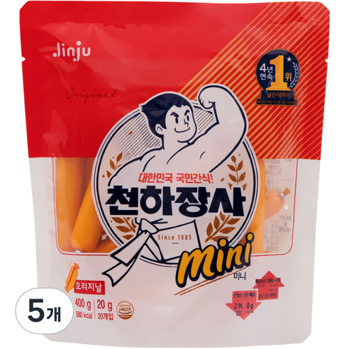 진주햄 천하장사 오리지날 미니 소시지, 400g, 5개