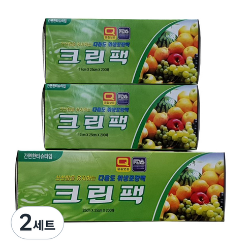 해피크린 크린팩 중 200매 + 소 200매 x 2p, 2세트