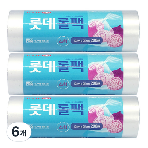 롯데이라이프 위생롤팩 17 x 25cm, 200개입, 6개