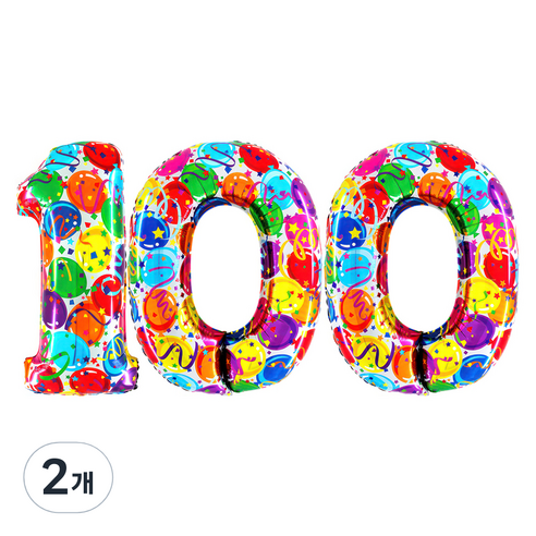 그라보벌룬 은박풍선 숫자 100, 벌룬프린트, 2개