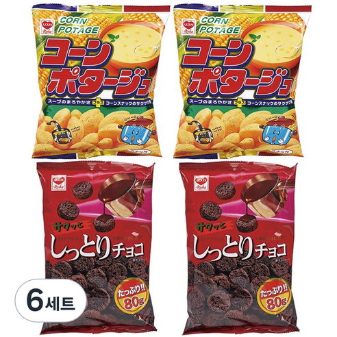 리스카 해피타임 듀오 과자 2종 x 2p 세트, 콘포타지 75g x 2p + 싯토리초코 80g x 2p, 6세트