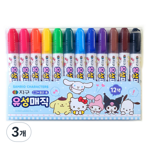 지구화학 산리오 유성매직, 12색, 3개