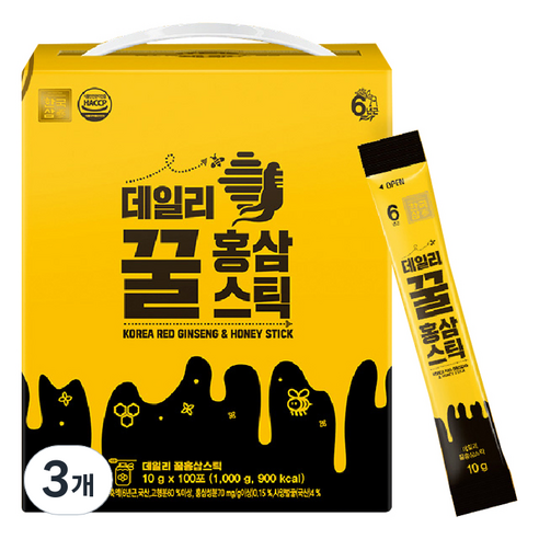 한국삼 데일리 꿀홍삼스틱, 100회분, 1000g, 3개