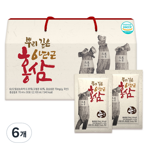 즙쟁이 뿌리 깊은 6년근 홍삼, 2100ml, 6개