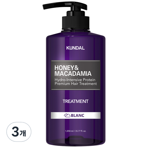 쿤달 허니 앤 마카다미아 헤어 트리트먼트 블랑향, 1058ml, 3개