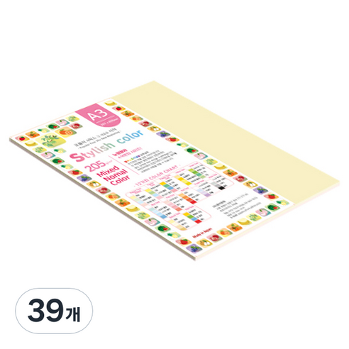 종이문화 SN 스타일리쉬 노멀 두꺼운 혼합색지 205g 11 Natural Tone, 39개, A3