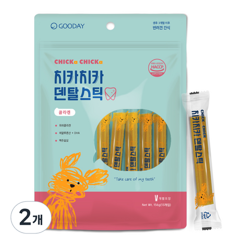 굿데이 강아지 치카치카 덴탈스틱 간식 13p 156g, 콜라겐, 2개