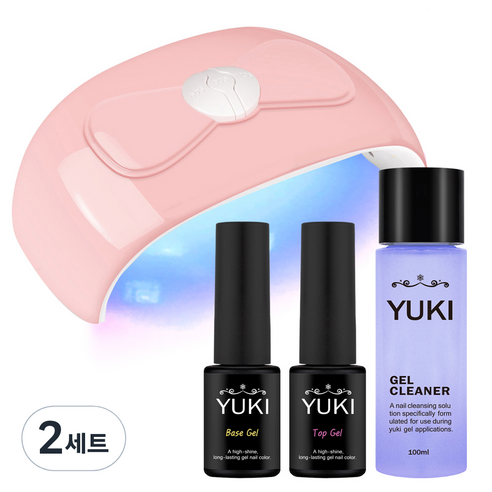 유키 핑크리본 셀프 홈네일 세트, 54W핑크리본램프 + 탑젤 5g + 베이스젤 5g + 젤클리너 100ml, 2세트