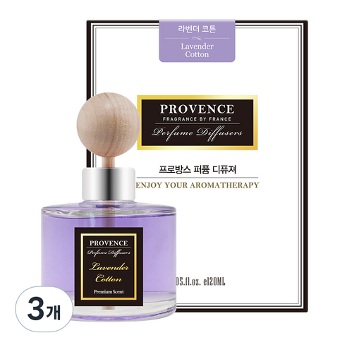 더허브샵 프로방스 퍼퓸 차량용 디퓨저, 라벤더 코튼향, 120ml, 3개