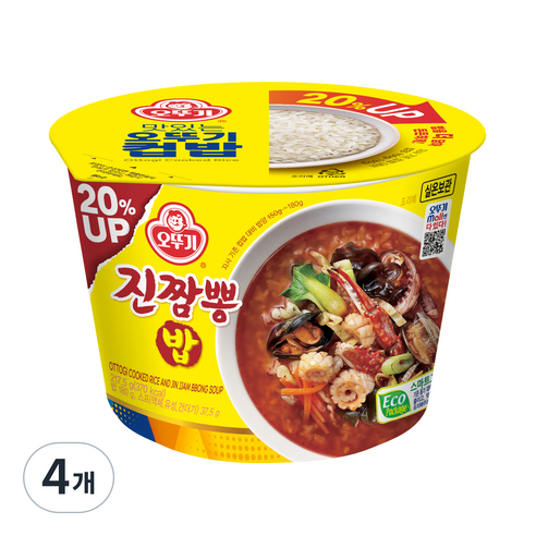 오뚜기 컵밥 증량 진짬뽕밥, 217.5g, 4개