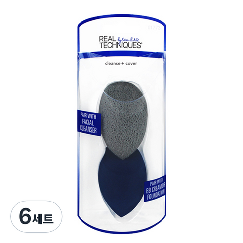 리얼테크닉 FOR MEN 스펀지 클렌징 + 미라클 커버, 혼합 색상, 6세트