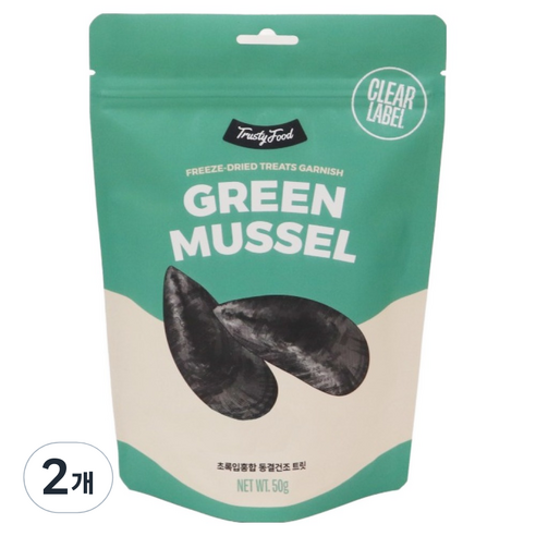 트러스티푸드 강아지 동결건조 해산물 간식, 50g, 2개, 초록입홍합
