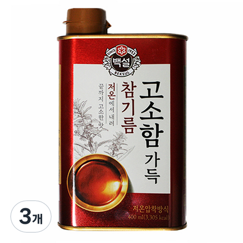 백설 고소함 가득 참기름, 400ml, 3개