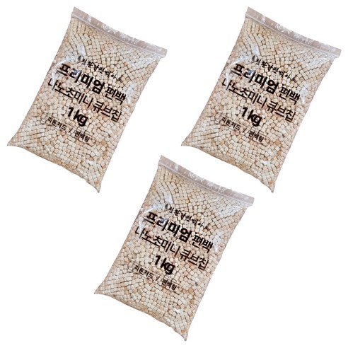 편백아트 프리미엄 편백 나노초미니 피톤치드 큐브칩 4~6mm, 1kg, 3개