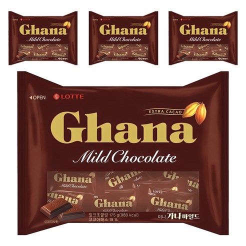 가나 마일드 초콜릿, 175g, 4개