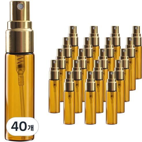 알루미늄캡 스프레이 용기 5ml, 40개, 브라운(용기) + 골드(캡)