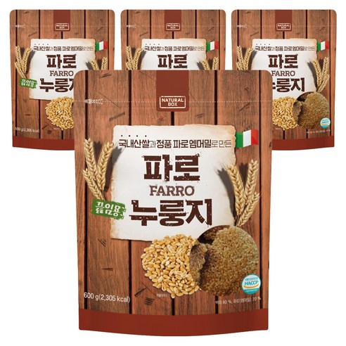 내추럴박스 파로 끓임용 누룽지 건강간식 국내산 백미, 4개, 600g