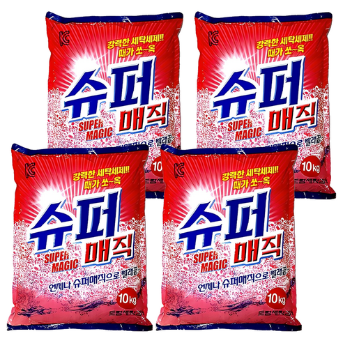 크린테크 슈퍼매직 분말세제 리필, 10kg, 4개