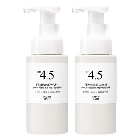해피바스 PH4.5 약산성 로즈 버블 여성 청결제, 2개, 250g