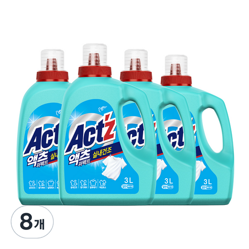 액츠 퍼펙트 실내건조 액상세제 일반용, 3L, 8개