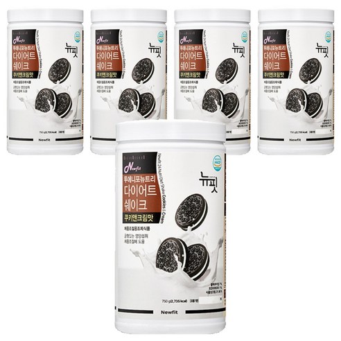 뉴핏 투에니포 뉴트리 다이어트 쉐이크 쿠키앤크림맛, 750g, 5개