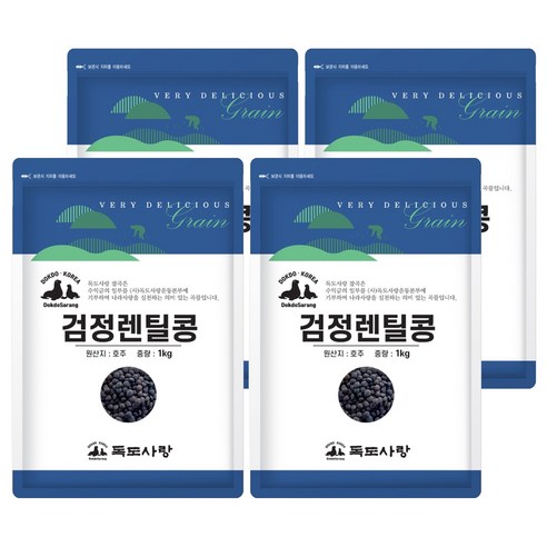 독도사랑 검정렌틸콩, 1kg, 4개