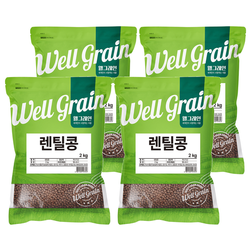 웰그레인 렌틸콩, 2kg, 4개