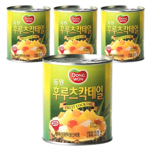 동원 후르츠칵테일 과일통조림, 836g, 4개