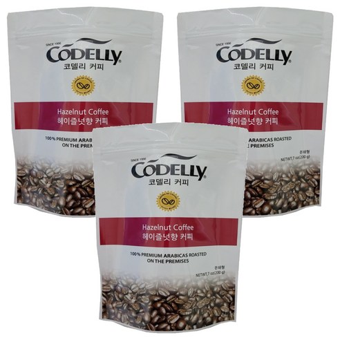 코델리 헤이즐넛 분쇄커피, 200g, 3개