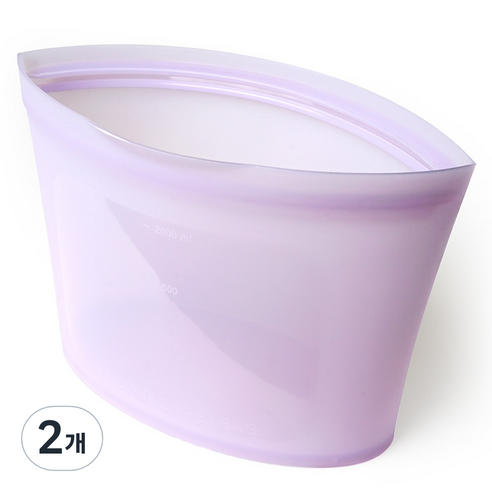 실리가든 실리콘 지퍼백 소형 500ml, 퍼플, 2개