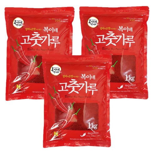 복이네먹거리 중국산 고추가루 보통맛 김치용, 1kg, 3개
