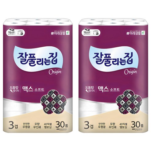 잘풀리는집 맥스소프트 화장지, 30m, 30롤, 2개