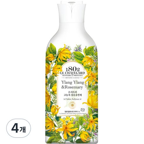 르샤트라1802 고농축 섬유유연제 일랑일랑 로즈마리, 1L, 4개