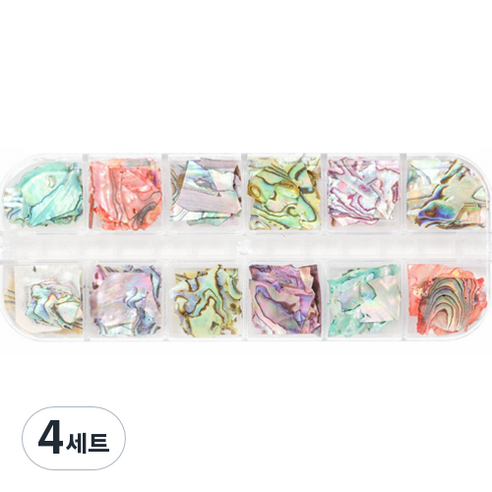 해피제이 네일 아트 자개 조개 조각 글리터 12종 세트, 4세트, 혼합색상