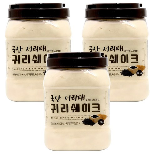 태광선식 국산서리태로 더욱 고소해진 귀리쉐이크, 1.2kg, 3개