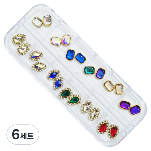 메이브라운 큐빅스톤 네일파츠 세트, 6세트, 혼합색상
