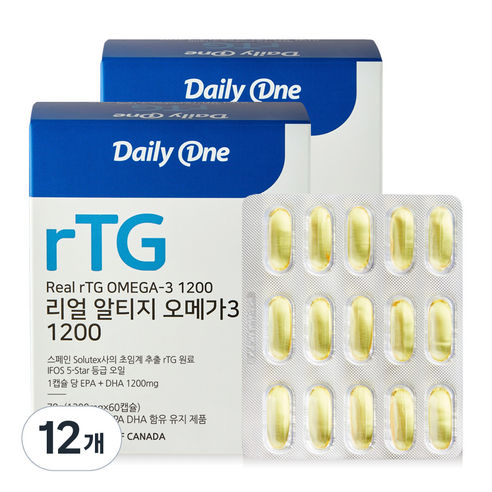 데일리원 리얼 알티지 오메가3, 60정, 78g, 12개