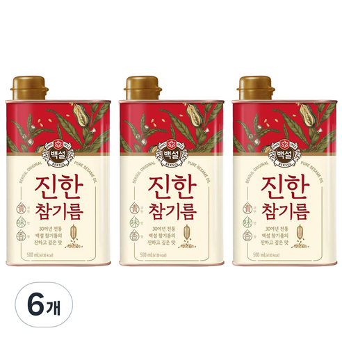 백설 진한 참기름, 500ml, 6개