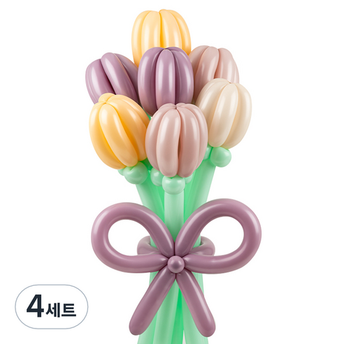 셈퍼텍스 요술풍선 데이지 튤립 꽃다발 만들기 세트, 뮤트 4색혼합, 4세트